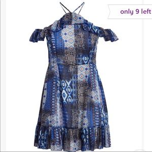 Go Coco Blue Paisley Off The Shoulder Dress